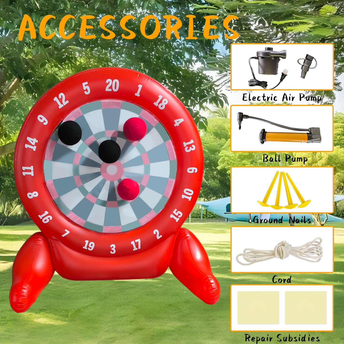 6Ft Jumbo Outdoor Soccer Tall Giant Kick Darts Games Inflatable Giant Kick Darts Games