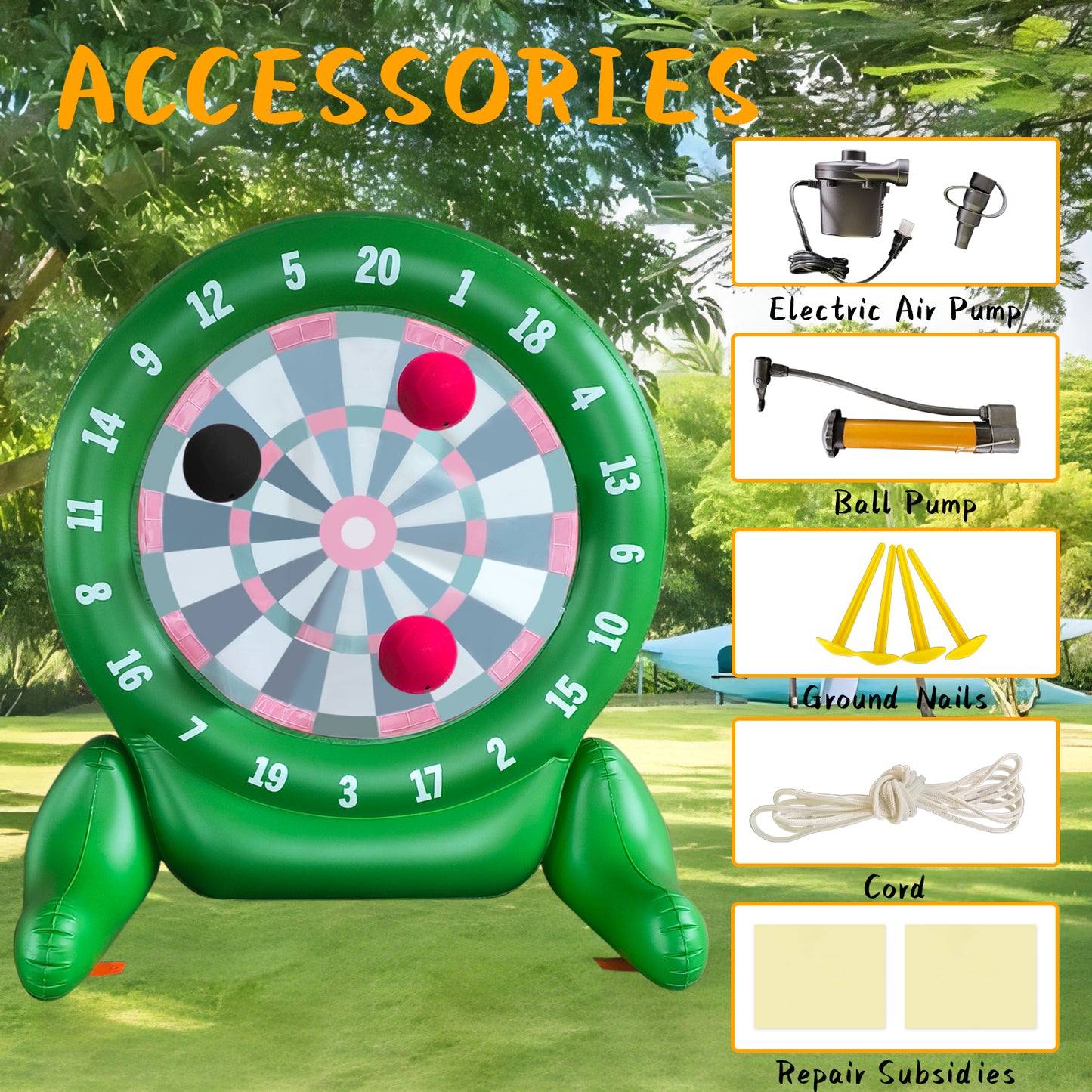 6Ft Jumbo Outdoor Soccer Tall Giant Kick Darts Games Inflatable Giant Kick Darts Games